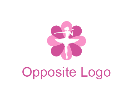 ballerina in a feminine flower shaped logo