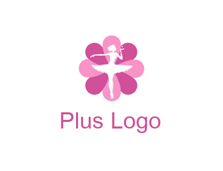 ballerina in a feminine flower shaped logo