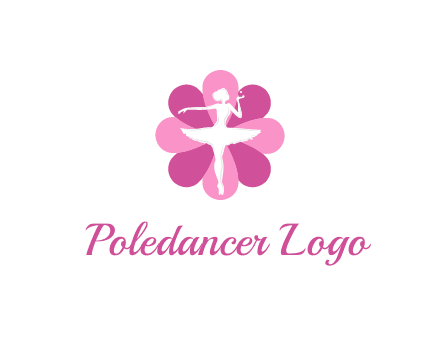 ballerina in a feminine flower shaped logo