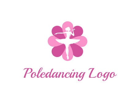 ballerina in a feminine flower shaped logo