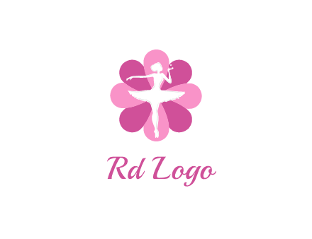 ballerina in a feminine flower shaped logo
