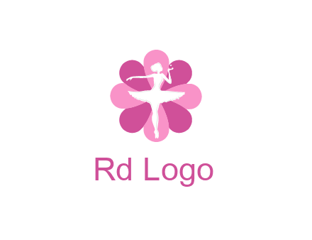 ballerina in a feminine flower shaped logo