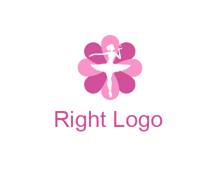 ballerina in a feminine flower shaped logo