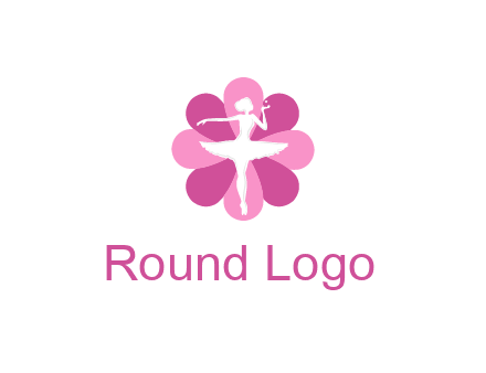 ballerina in a feminine flower shaped logo