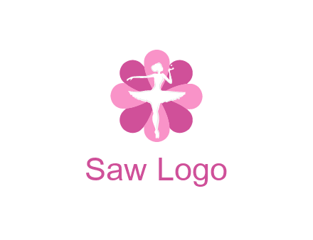 ballerina in a feminine flower shaped logo