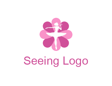 ballerina in a feminine flower shaped logo