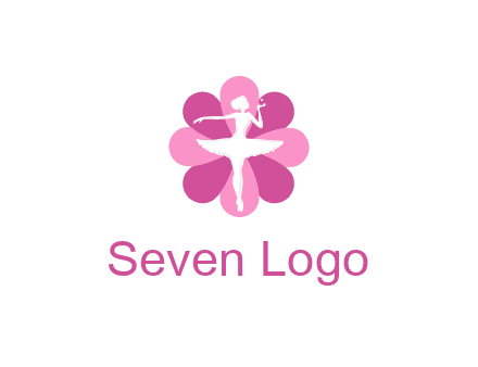 ballerina in a feminine flower shaped logo