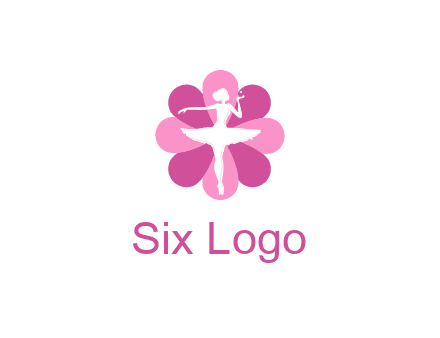 ballerina in a feminine flower shaped logo