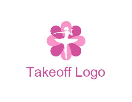 ballerina in a feminine flower shaped logo