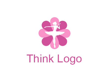 ballerina in a feminine flower shaped logo