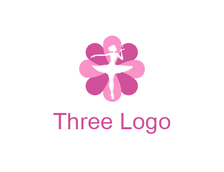 ballerina in a feminine flower shaped logo