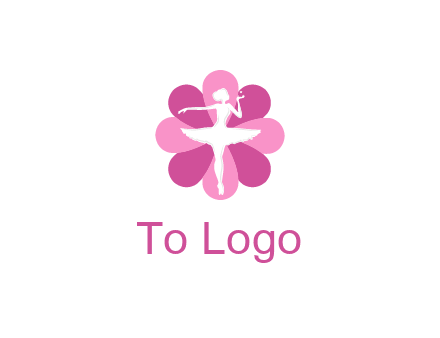 ballerina in a feminine flower shaped logo