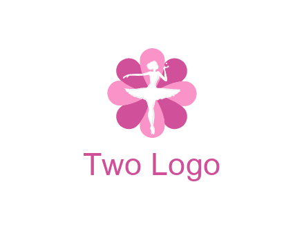 ballerina in a feminine flower shaped logo