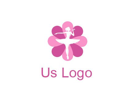 ballerina in a feminine flower shaped logo