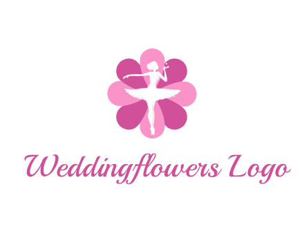 ballerina in a feminine flower shaped logo