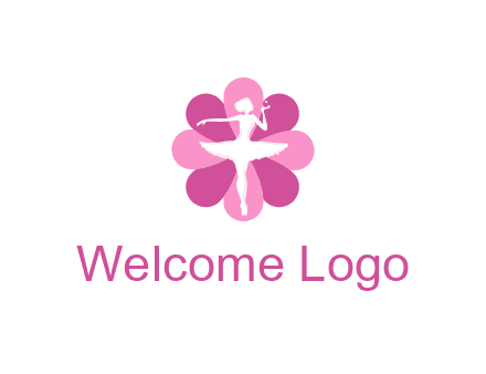ballerina in a feminine flower shaped logo