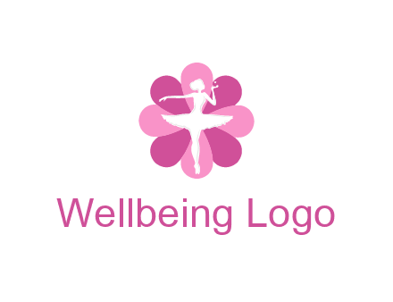 ballerina in a feminine flower shaped logo