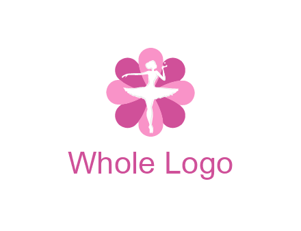 ballerina in a feminine flower shaped logo