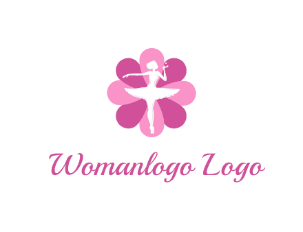 ballerina in a feminine flower shaped logo