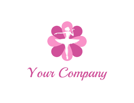 ballerina in a feminine flower shaped logo
