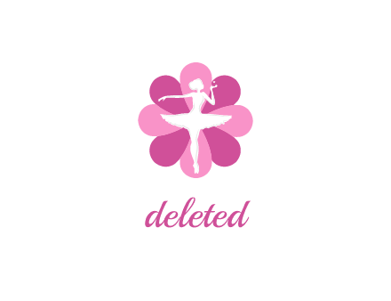 ballerina in a feminine flower shaped logo