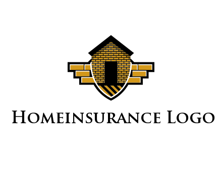 badge shape logo with a brick house