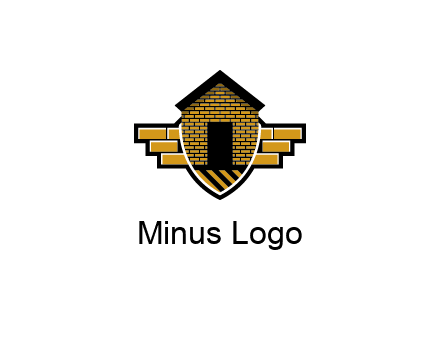 badge shape logo with a brick house