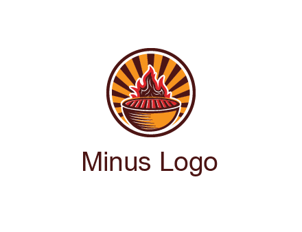 circular logo with a flaming grill