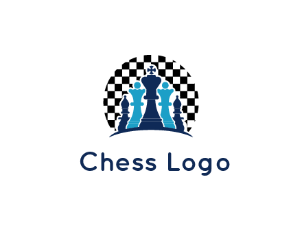 chess pieces  with a chessboard background logo