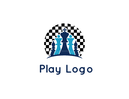 chess pieces  with a chessboard background logo