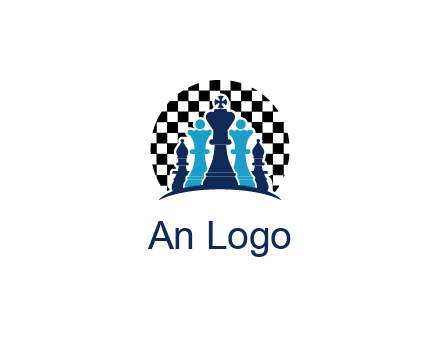 chess pieces  with a chessboard background logo