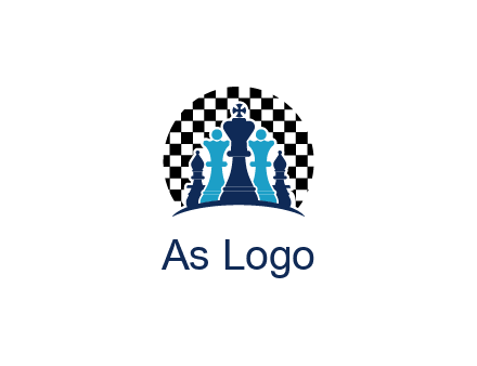chess pieces  with a chessboard background logo