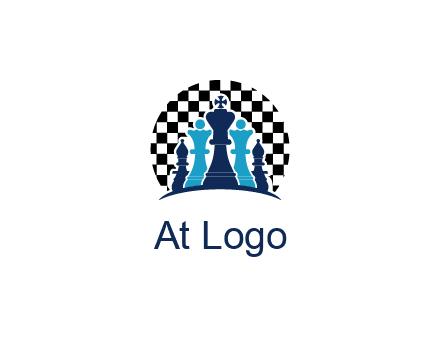 chess pieces  with a chessboard background logo