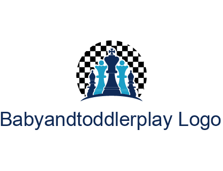 chess pieces  with a chessboard background logo
