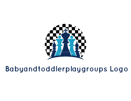 chess pieces  with a chessboard background logo