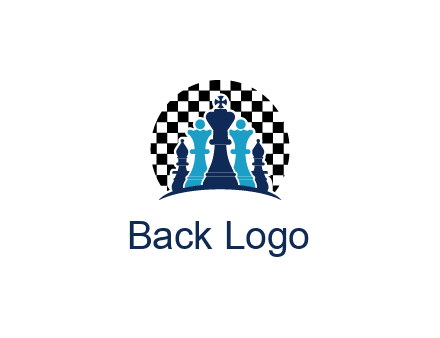 chess pieces  with a chessboard background logo