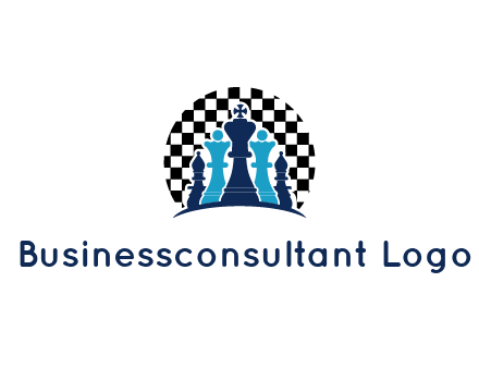 chess pieces  with a chessboard background logo