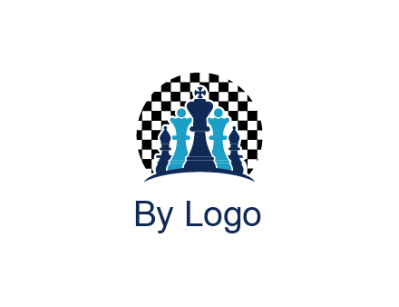 chess pieces  with a chessboard background logo