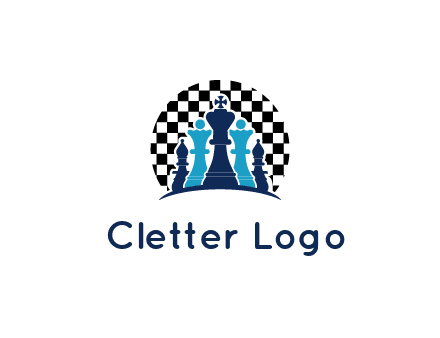 chess pieces  with a chessboard background logo