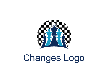 chess pieces  with a chessboard background logo
