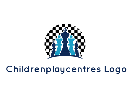 chess pieces  with a chessboard background logo