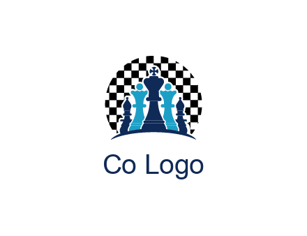 chess pieces  with a chessboard background logo