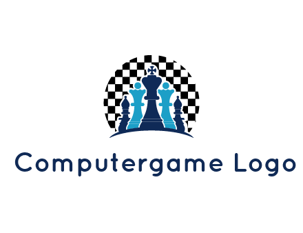 chess pieces  with a chessboard background logo
