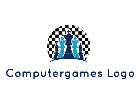 chess pieces  with a chessboard background logo