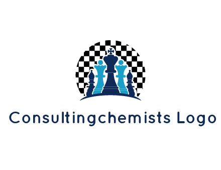 chess pieces  with a chessboard background logo