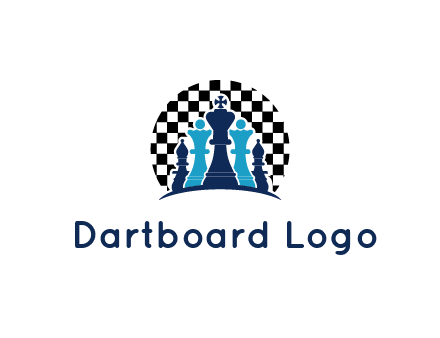 chess pieces  with a chessboard background logo