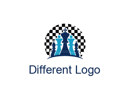 chess pieces  with a chessboard background logo