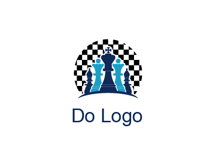 chess pieces  with a chessboard background logo