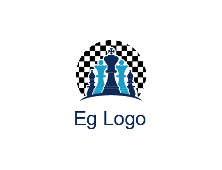 chess pieces  with a chessboard background logo