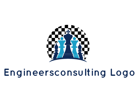 chess pieces  with a chessboard background logo